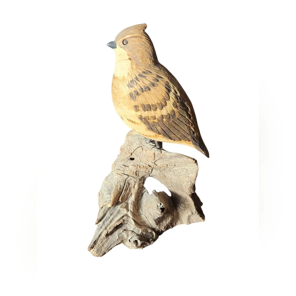 Handcrafted Drift Wood Bird Figurine - Brown